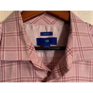 EGARA 3XLT Men’s Button Up Casual Shirt Maroon Windowpane Strips EXCELLENT UC